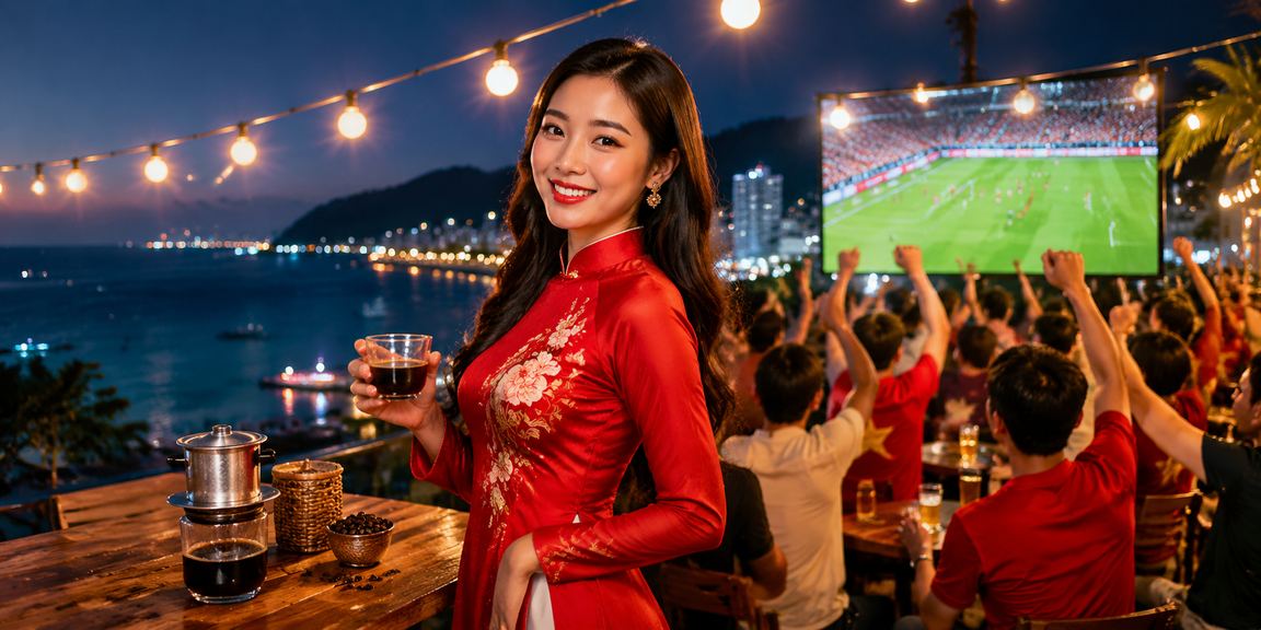 Khung cảnh Phú Quốc với trang phục áo dài truyền thống gợi nhớ nét văn hoá địa phương trong trải nghiệm giải trí trực tuyến
